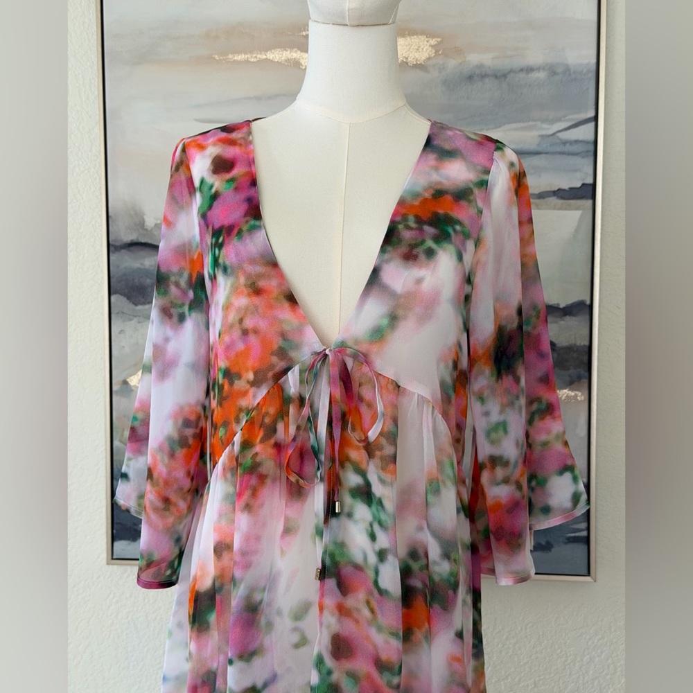 Like Mynded Elegant Floral Watercolor Swim Coverup - Picture 2 of 16